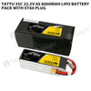 Tattu 35C 22.2V 6S 6000mAh Lipo Battery Pack With XT60 Plug