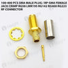 100-400 PCS SMA Male Plug / RP-SMA Female Jack Crimp RG58 LMR195 RG142 RG400 RG223 RF Connector