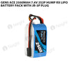 Gens Ace 2500mAh 7.4V 2S2P Hump RX Lipo Battery Pack With JR-3P Plug