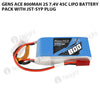 Gens Ace 800mAh 2S 7.4V 45C Lipo Battery Pack With JST-SYP Plug