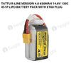 Tattu 850mAh 4S 130C 14.8V R-Line Version 4.0 Lipo Battery Pack With XT60 Plug