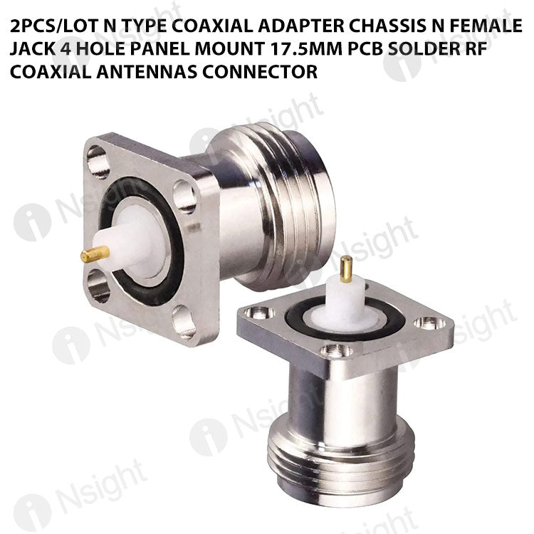 2pcs/Lot N Type Coaxial Adapter Chassis N Female Jack 4 Hole Panel Mount 17.5mm PCB Solder RF Coaxial Antennas Connector