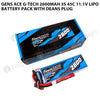 Gens Ace G-Tech 2600mAh 3S 45C 11.1V Lipo Battery Pack With Deans Plug