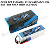 Gens Ace 5500mAh 22.2V 6S1P 60C Lipo Battery Pack With EC5 Plug