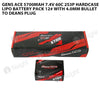 Gens Ace 5700mAh 7.4V 60C 2S3P HardCase Lipo Battery Pack 12# With 4.0mm Bullet To Deans Plug