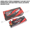 Gens Ace G-Tech 5300mAh 7.4V 60C 2S1P HardCase Lipo Battery Pack 24# With Deans Plug
