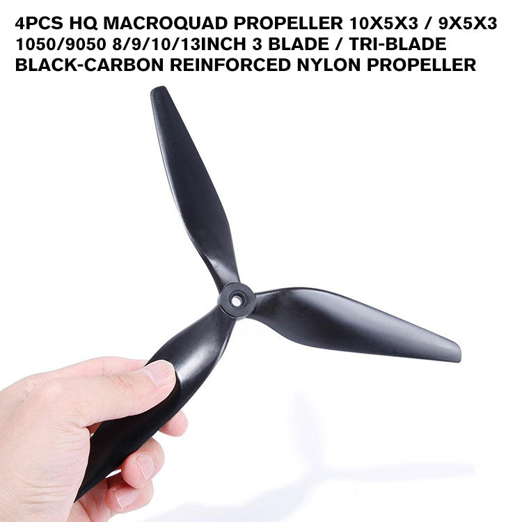 4pcs HQ Macroquad propeller 10X5X3 / 9X5X3 1050/9050 8/9/10/13inch 3 blade / tri-blade Black-carbon Reinforced nylon propeller