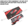 Gens Ace G-Tech 4000mAh 7.4V 60C 2S1P HardCase Lipo Battery Pack 8# With Deans Plug