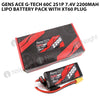 Gens Ace G-Tech 60C 2S1P 7.4V 2200mah Lipo Battery Pack With XT60 Plug