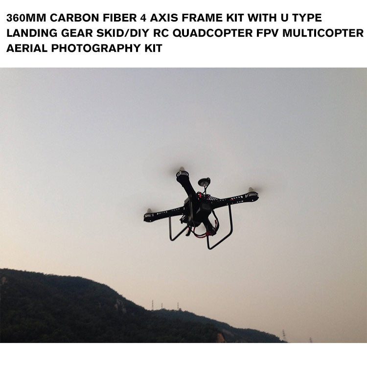360mm Carbon Fiber 4 axis Frame Kit with U type landing gear skid/DIY RC quadcopter FPV Multicopter Aerial Photography KIT