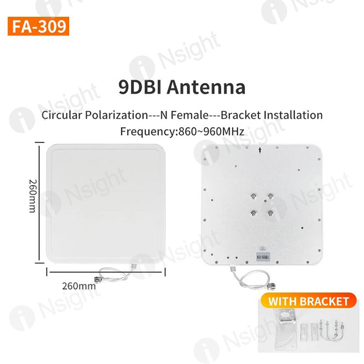 860-960Mhz Gain 9dBi Circular Polarization Passive IP67 Waterproof ABS External Outdoor UHF RFID Antenna for Reader