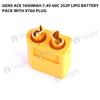 Gens Ace 7600mAh 7.4V 60C 2S2P Lipo Battery Pack With XT60 Plug