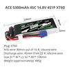 ACE G-TECH Plug 5300mAh 2200mAh 45C/30C 14.8V/11.1V 3S 4S Battery For IMARS D300 or Mini Charger Can Achieve Intelligent Chargin