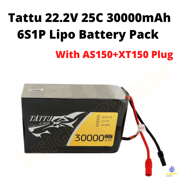 Tattu 22.2V 25C 30000mAh 6S1P Lipo Battery Pack With AS150+XT150 Plug