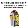 Tattu R-line Version 5.0 1400mAh 6S1P 22.2V 6S1P 150C Lipo Battery Pack With XT60 plug
