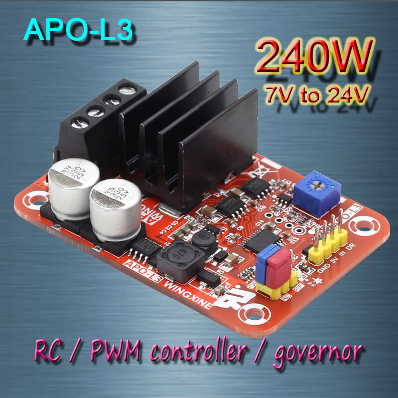 Free shipping , APO-L3 10A ESC DC brush motor PWM controller + RC + speed controller 240W(MAX)/5V-24V