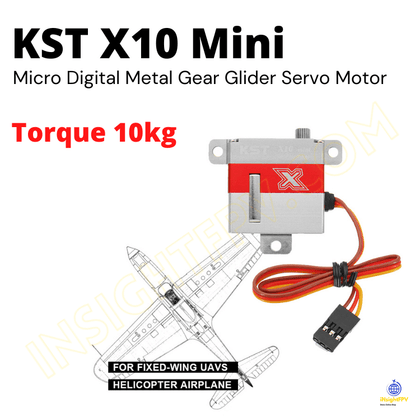 KST X10 Mini Torque 10kg Micro Digital Metal Gear Glider Servo Motor for Fixed Wing UAV Helicopter Airplane