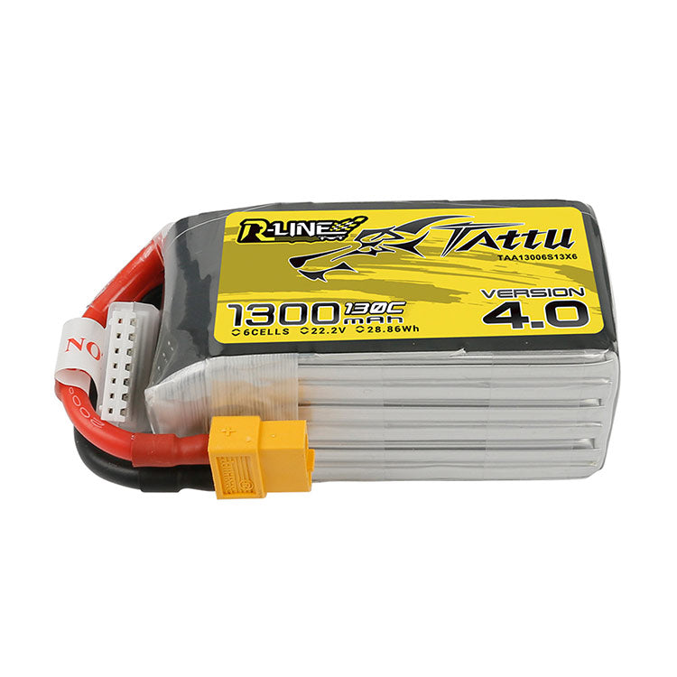 【out of stock】Tattu R-Line Version 4.0 1300mAh 22.2V 130C 6S1P Lipo Battery Pack With XT60 Plug