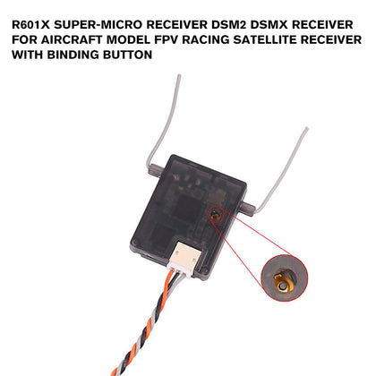 R601X Super-micro Receiver DSM2 DSMX Receiver for Aircraft Model FPV Racing Satellite Receiver with Binding Button