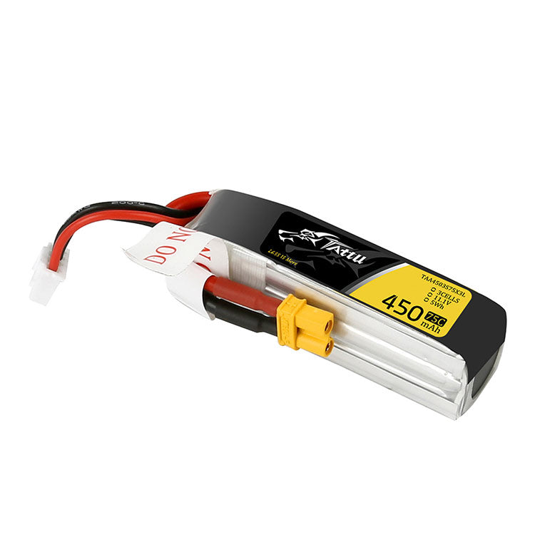 Tattu 450mAh 11.1V 75C 3S1P Lipo Battery Pack With XT30 Plug - Long Size For H Frame
