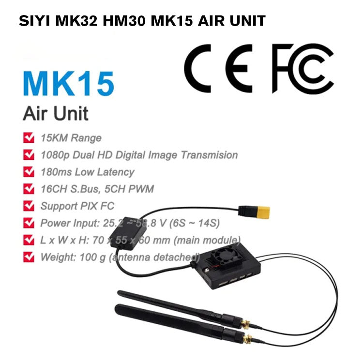 SIYI MK32 HM30 MK15 Air Unit with Long Range Full HD 1080p Image Transmission SBUS PWM Ethernet Mavlink Telemetry Datalink CE FCC Certified