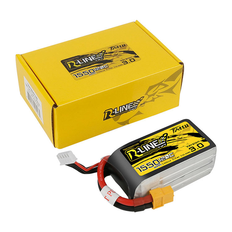 Tattu R-Line Version 3.0 1550mAh 14.8V 120C 4S1P Lipo Battery Pack With XT60 Plug