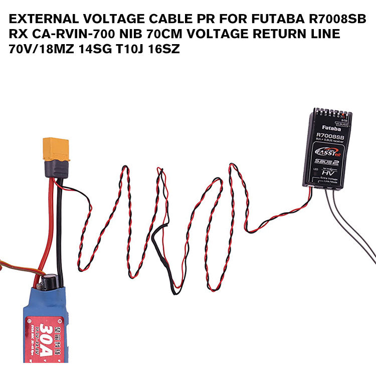 External Voltage Cable pr for Futaba R7008SB Rx CA-RVIN-700 NIB 70cm Voltage Return Line 70V/18MZ 14SG T10J 16sz