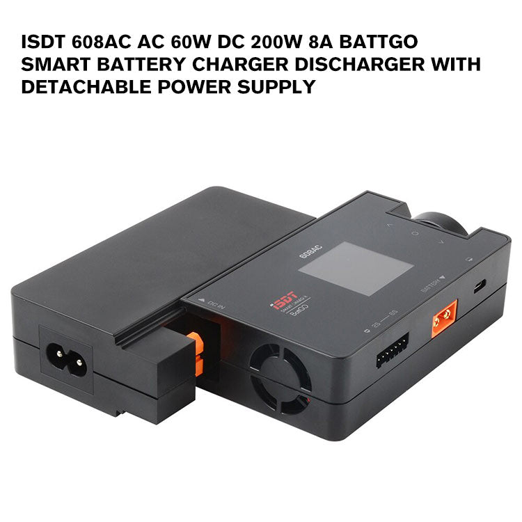 ISDT 608AC Chargeur LiPo, 50 W/DC, 200 W, Dual Mode RC avec bloc d'alimentation amovible, chargeur Smart Balance pour batteries Life, Lilon, LiPo, LiHv 1-6S /Pb 1-12S/NiMH 1-16S avec fonction ISDT 608AC Chargeur LiPo, 50 W/DC, 200 W, Dual Mode RC avec bloc d'alimentation amovible, chargeur Smart Balance pour batteries Life, Lilon, LiPo, LiHv 1-6S /Pb 1-12S/NiMH 1-16S avec fonction