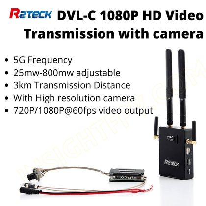 R2Teck DVL-C 1080P HD Digital Wireless Video Transmission 1080p/720p with adjust 25mw-800MW output for long range system 3km