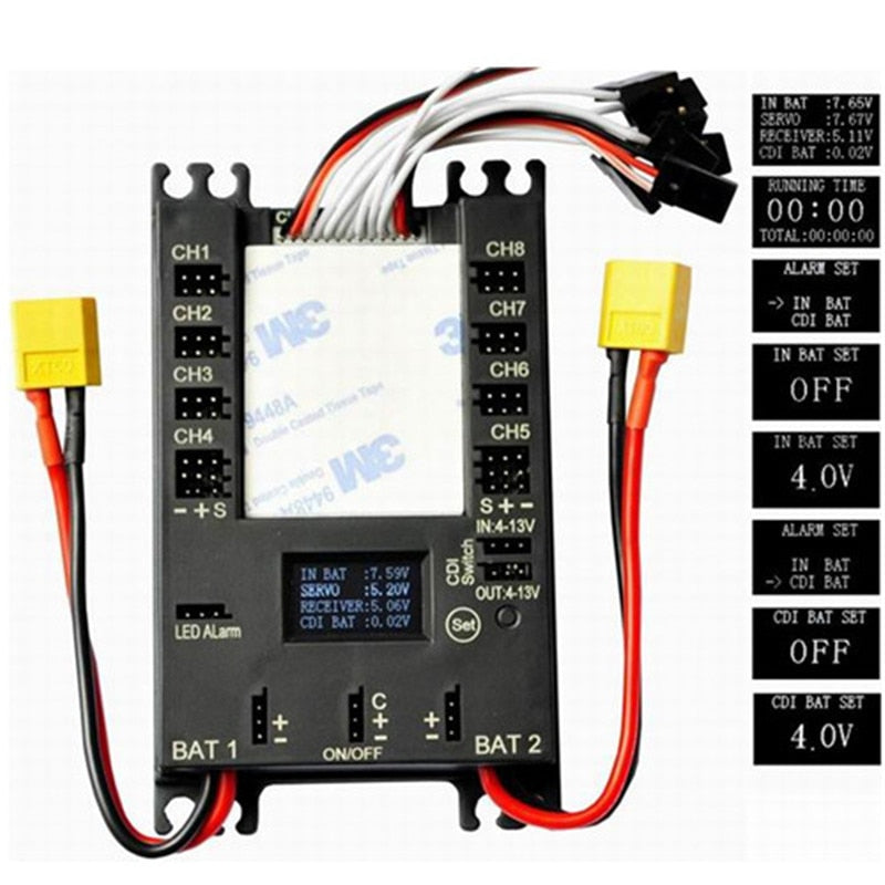 Rccskj 4106 Mini Power DP Pro Mini Servo Section Board 9 Channels Power Box Built 20A BEC and CDI remote switch For Gas Plane